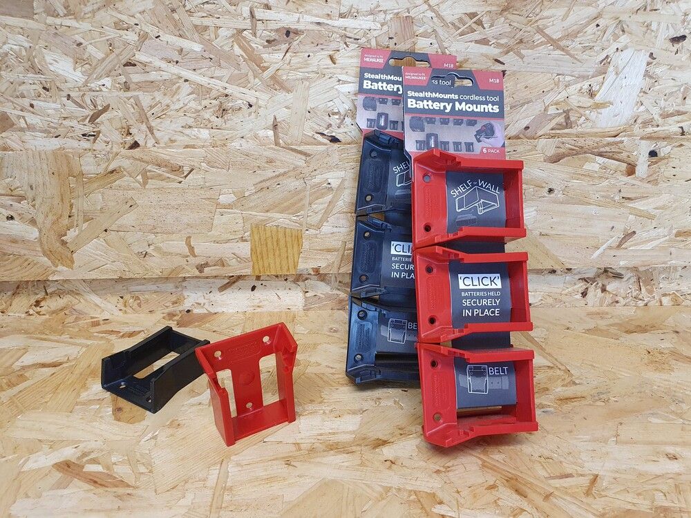 StealthMounts batterijhouders voor Milwaukee M18 accu's - rood (6 stuks) - Afbeelding 2