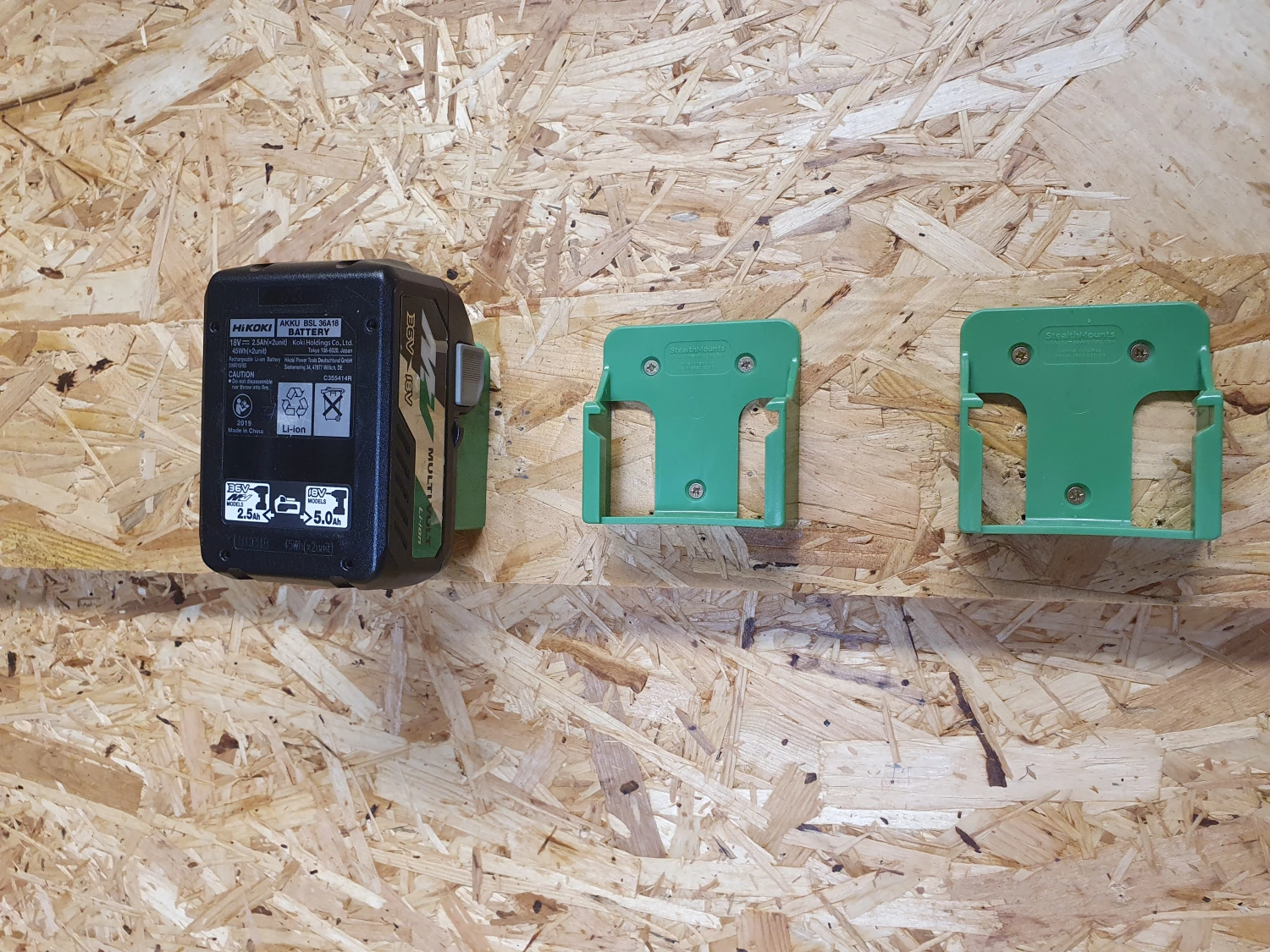 StealthMounts batterijhouders voor Hikoki/Hitachi accu's 18V/36V - groen (6 stuks) - Afbeelding 2